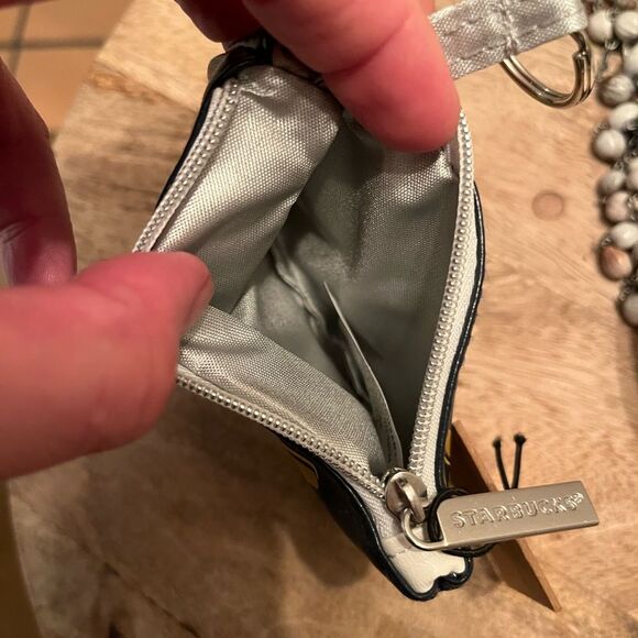 Starbucks coffee Texas Tx Coin Purse wallet Key ring roses blue - Picture 3 of 3